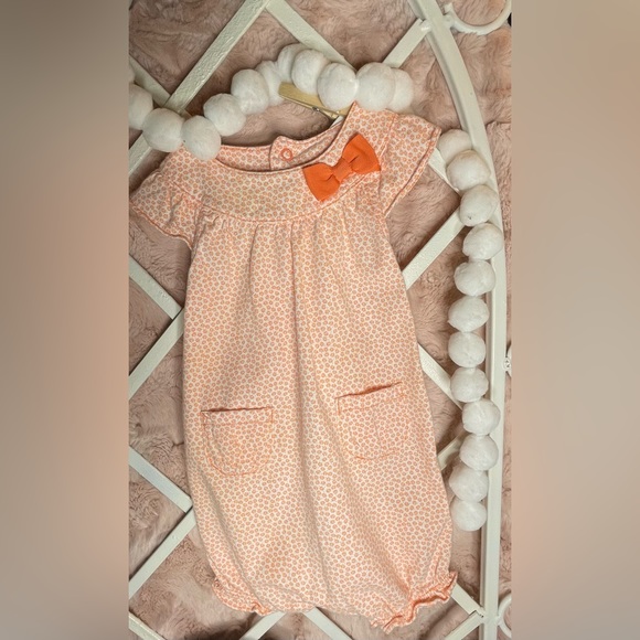 BABY GIRL ORANGE AND WHITE ROMPER | 6 MONTHS - Picture 1 of 8